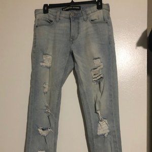 Lightly worn distressed capris
